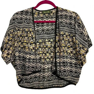 Maude Black Yellow Silky Shrug